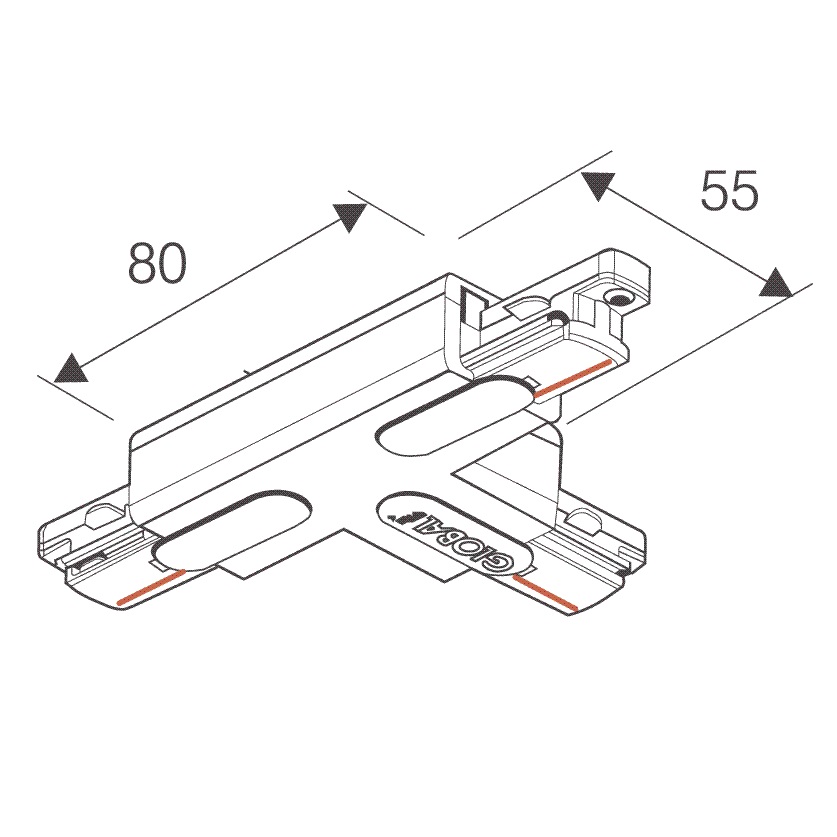 Global 1F T-stykke højre GB36 Hvid