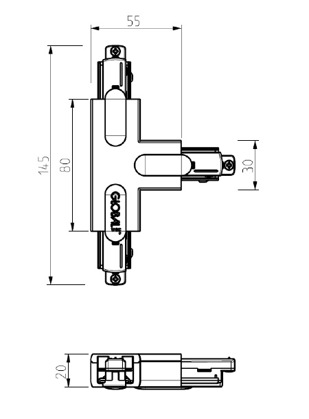 Global 1F T-stykke højre GB36 Hvid